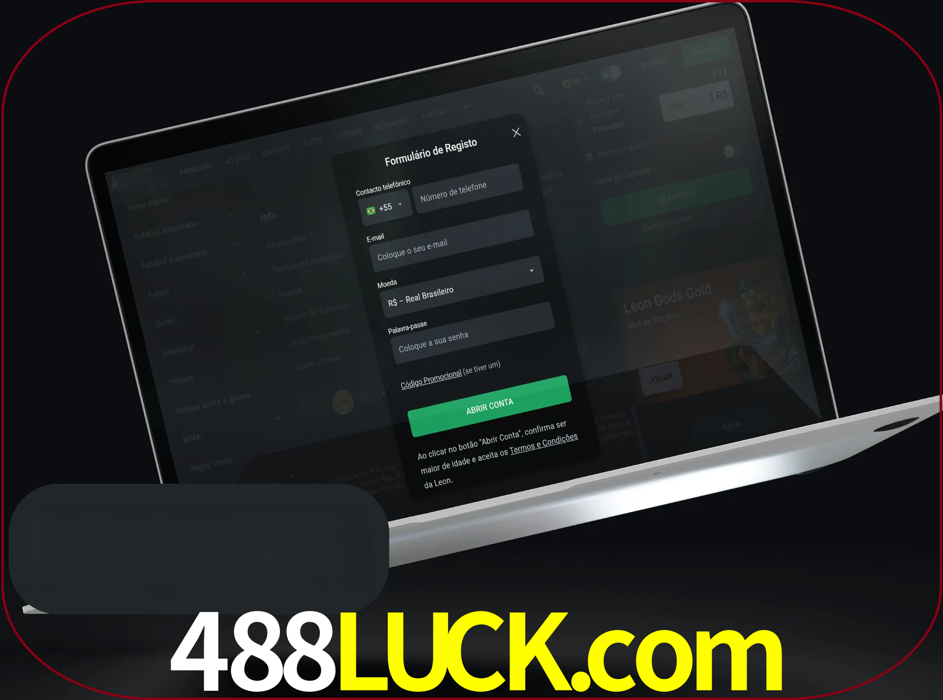 Abra o site da LeonBet e crie sua própria conta.