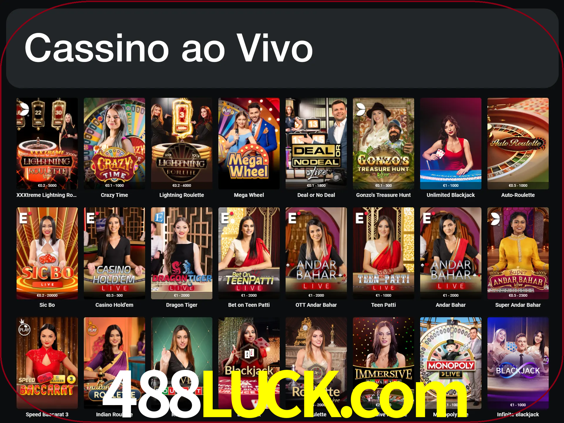 Jogue jogos de cassino com um verdadeiro dealer.